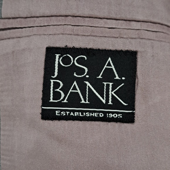 Jos A Bank Mens 44L Gray Pinstripe Wool Cashmere 2 Piece Suit Pleated Pant 36x30 - Picture 9 of 16